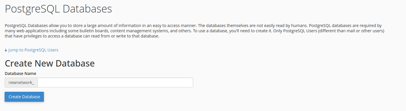 PostgreSQL create Databases