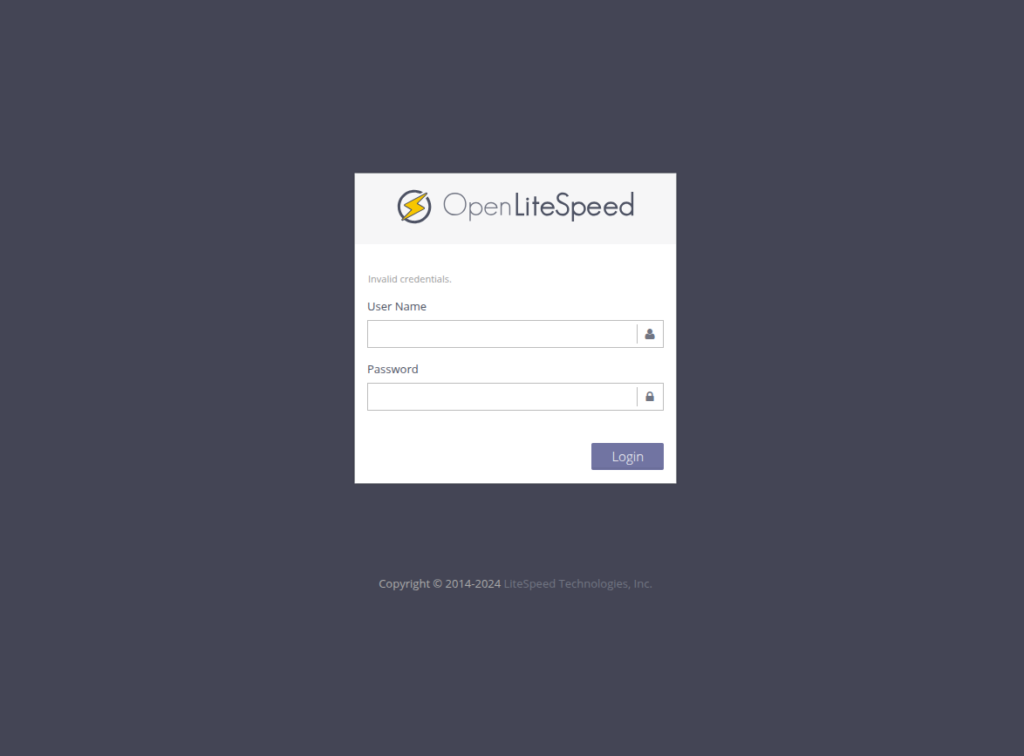 login openlitespeed