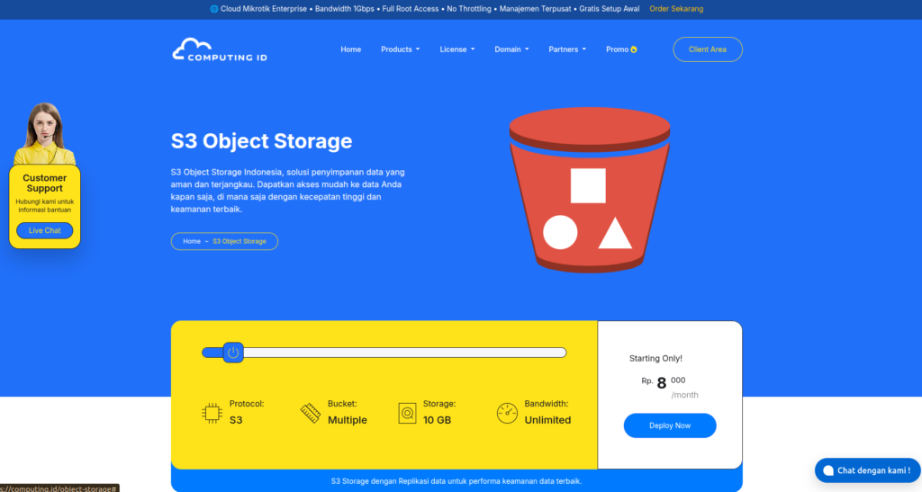 halaman order object storage s3