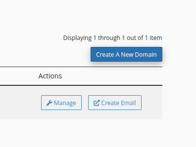 menu create a new domain