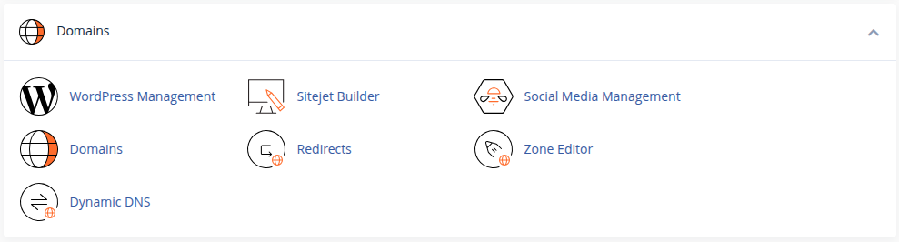 menu domains cpanel
